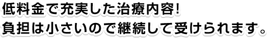 低料金で充実した治療内容！負担は小さいので継続して受けられます。